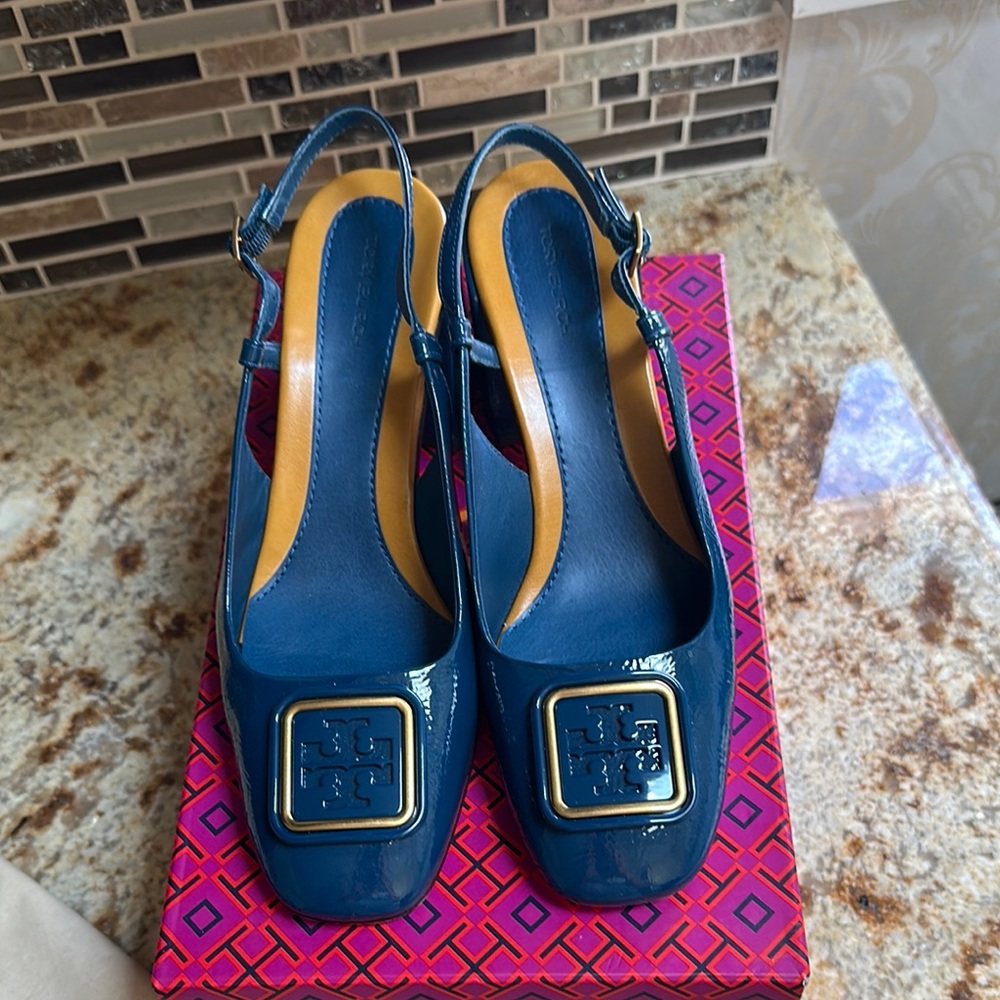 Tory Burch Blue Slingback Heels